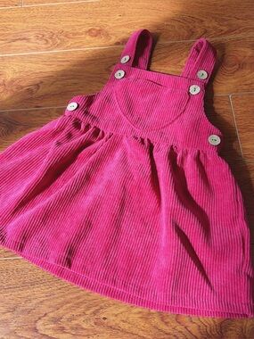 Adorable Corduroy Overall Dress for  Baby Girl | Red Dress | Cute Button Detail